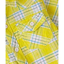 Babyhug 100% Cotton Woven Half Sleeves Regular Collar Checked Shirt - Yellow