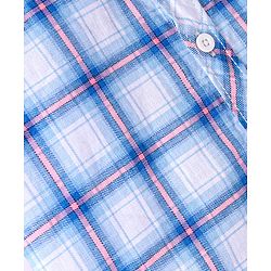 Babyhug 100% Cotton Woven Half Sleeves Regular Collar Checked Shirt with Bow - Blue