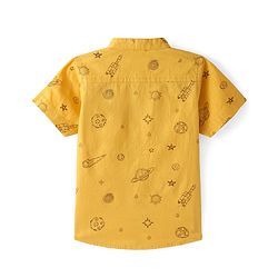 Babyhug Cotton Woven Half Sleeves Shirt with Space Print - Yellow