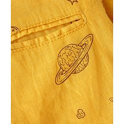 Babyhug Cotton Woven Half Sleeves Shirt with Space Print - Yellow