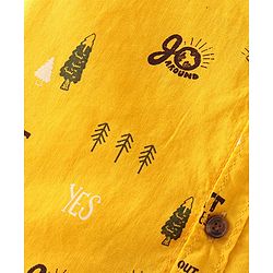Babyhug Cotton Woven Half Sleeves Shirt with  Text Print - Yellow