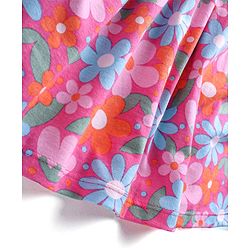 Babyhug Single Jersey Knit Half Sleeves Floral Printed Frock with Bloomer - Multicolor