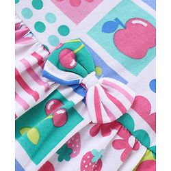Babyhug Single Jersey Knit Half Sleeves Peter Pan Collar Frock with Leggings Floral & Heart Print - White