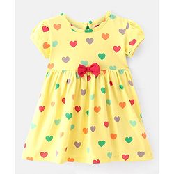 Babyhug Single Jersey Knit Half Sleeves Frocks with Polka Dot Print Bow Applique Pack of 2 - Multicolour