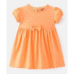 Babyhug Single Jersey Knit Half Sleeves Frocks with Polka Dot Print Bow Applique Pack of 2 - Multicolour