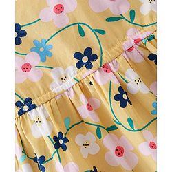 Babyhug 100% Cotton Woven Sleeveless Floral Printed Frock with Headband -Yellow