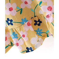 Babyhug 100% Cotton Woven Sleeveless Floral Printed Frock with Headband -Yellow