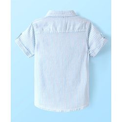 Babyhug Cotton Half Sleeves Striped Kurta Shirt with Printed Inner T-Shirt - Light Blue & White