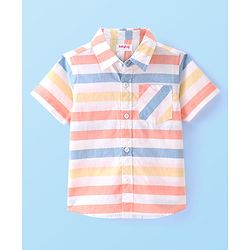 Babyhug Cotton Woven Half Sleeves Striped Shirt - Multicolor