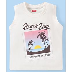 Babyhug Cotton Woven Half Sleeves   Striped Shirt with Sleeveless T-Shirt Tropical Print - Pink