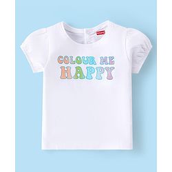 Babyhug 100% Cotton Knit Half Sleeves T-Shirt with Text Print - White