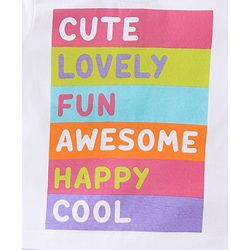 Babyhug 100% Cotton Knit Half Sleeves Text Print T-Shirt - White