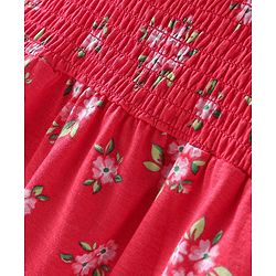 Babyhug  Sleeveless Top with Smocking & Floral Print - Multicolour