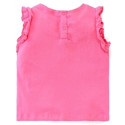 Babyhug Cotton Knit Sleeveless T-Shirt with Text & Rainbow  Print - Pink