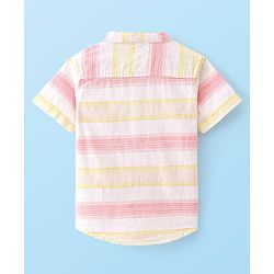 Babyhug 100% Cotton Woven Half Sleeves Mandarin Collar Striped Shirts - Multicolour