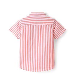Babyhug 100% Cotton Woven Half Sleeves Regular Collar Shirt with Stripes -Peach
