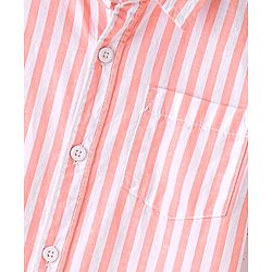 Babyhug 100% Cotton Woven Half Sleeves Regular Collar Shirt with Stripes -Peach