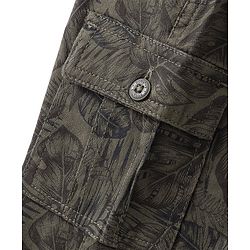 Babyhug Cotton Lycra Woven Full Length Stretchable Tropical Print Pant - Olive Grey