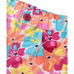 Babyhug Cotton Lycra Woven Capris With Stretch Floral Print - Multicolour