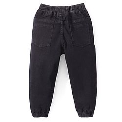 Babyhug Denim Full Length Tiger Printed Stretchable Joggers - Black