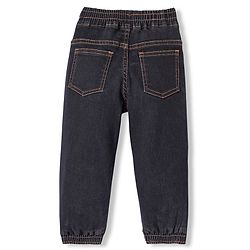Babyhug Denim Full Length Tiger Printed Stretchable Joggers - Medium Blue