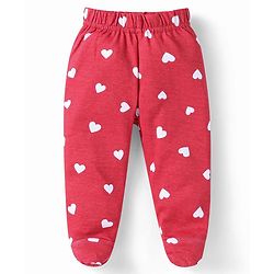 Babyhug Interlock Knit Heart & Polka Dot Printed Bootie Leggings Pack of 3 - Red Pink & Blue