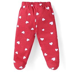 Babyhug Interlock Knit Heart & Polka Dot Printed Bootie Leggings Pack of 3 - Red Pink & Blue