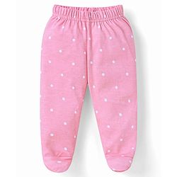 Babyhug Interlock Knit Heart & Polka Dot Printed Bootie Leggings Pack of 3 - Red Pink & Blue