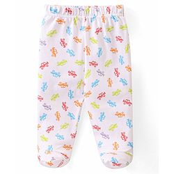 Babyhug Cotton Knit Bootie Leggings Vehicles Print Pack of 3 - Multicolor