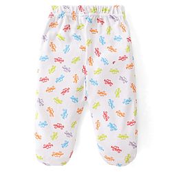Babyhug Cotton Knit Bootie Leggings Vehicles Print Pack of 3 - Multicolor