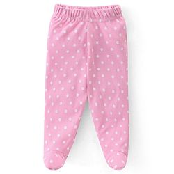Babyhug Cotton Knit Interlock Footed Bootie Leggings Polka Dots & Deer Print Pack of 3 - Pink Purple & Blue