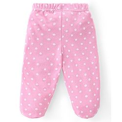 Babyhug Cotton Knit Interlock Footed Bootie Leggings Polka Dots & Deer Print Pack of 3 - Pink Purple & Blue