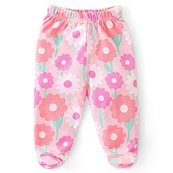 Babyhug Interlock Cotton Knit Footed Bootie Leggings Floral Print Pack of 3 - Multicolour
