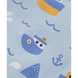 Babyhug Cotton Knit Half Sleeves Night Suit With Sea Life Print - Blue