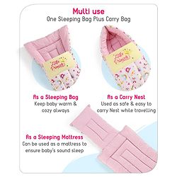 Babyhug 3 in 1 Baby Carry Nest Cum Sleeping Bag Little Princess Embroidery - Pink