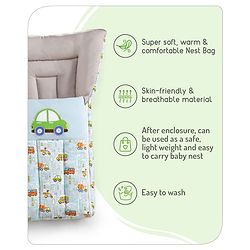 Babyhug 3 in 1 Baby Carry Nest Cum Sleeping Bag Little Princess Embroidery - Pink