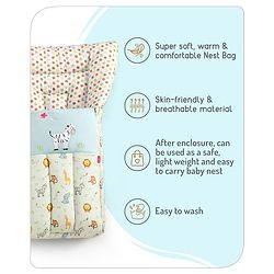 Babyhug 3 in 1 Baby Carry Nest Cum Sleeping Bag Little Princess Embroidery - Pink