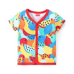 Babyhug 100% Cotton Knit Half Sleeves Front Open Vest Watermelon Print Pack of 3 - Multicolour