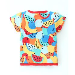 Babyhug 100% Cotton Knit Half Sleeves Front Open Vest Watermelon Print Pack of 3 - Multicolour
