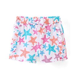 Babyhug Cotton Single Jersey Knit Mid Thigh Length Shorts Marine Life Print - White