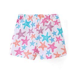 Babyhug Cotton Single Jersey Knit Mid Thigh Length Shorts Marine Life Print - White