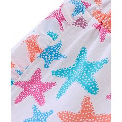 Babyhug Cotton Single Jersey Knit Mid Thigh Length Shorts Marine Life Print - White