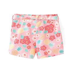 Babyhug Single Jersey Knit Mid Thigh Length Shorts with Floral Print - Pink