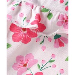 Babyhug Single Jersey Mid Thigh Length Shorts With Floral Print - White