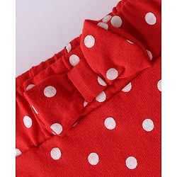 Babyhug Single Jersey Knit Mid Thigh Polka Dots Printed Layered Skirt - Red