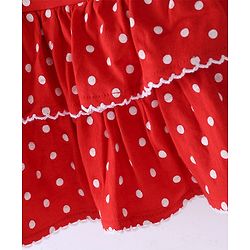 Babyhug Single Jersey Knit Mid Thigh Polka Dots Printed Layered Skirt - Red