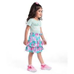 Babyhug Single Jersey Knit Mid Thigh Length Skirt with Floral Print - Pink
