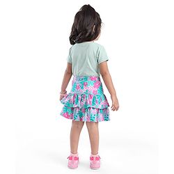 Babyhug Single Jersey Knit Mid Thigh Length Skirt with Floral Print - Pink