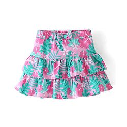 Babyhug Single Jersey Knit Mid Thigh Length Skirt with Floral Print - Pink