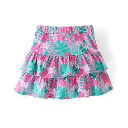 Babyhug Single Jersey Knit Mid Thigh Length Skirt with Floral Print - Pink